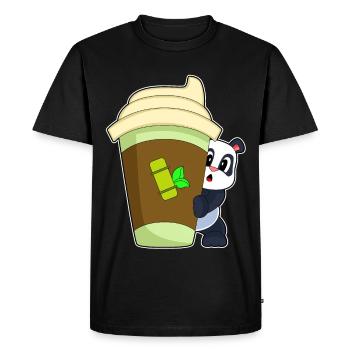 Panda Coffee to go Mug - Men's Premium Organic T-Shirt - black - Front - Nico (187cm)