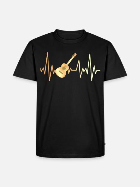 E-Gitarre und Herzfrequenz - Männer Premium Bio T-Shirt - Schwarz