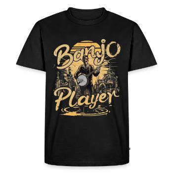 Joueur de Banjo Retro Vintage - T-shirt Premium bio Homme - noir - Devant - Nico (187cm)