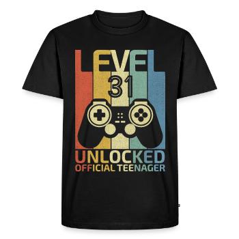 Niveau 31 Débloqué adolescent officiel - T-shirt Premium bio Homme - noir - Devant - Nico (187cm)