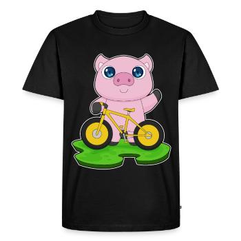 Pig Bicycle - Men's Premium Organic T-Shirt - black - Front - Nico (187cm)