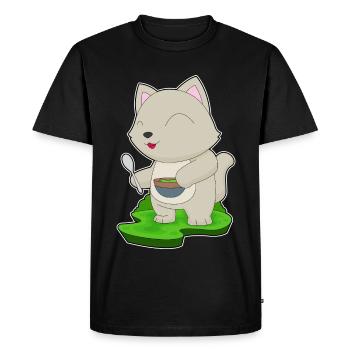 Cat Cooking Bowl Cooking - Men's Premium Organic T-Shirt - black - Front - Nico (187cm)