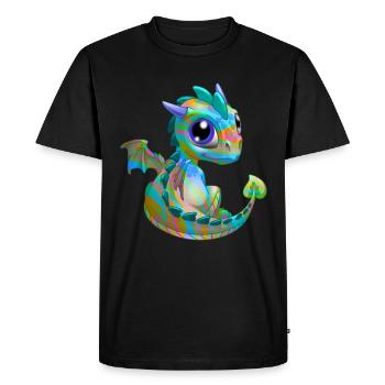 Bébé dragon psy| Mignon Psy bébé dragon - T-shirt Premium bio Homme - noir - Devant - Nico (187cm)