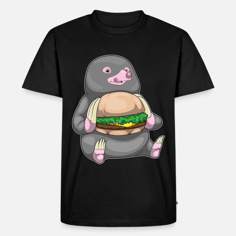 Maulwurf Cheeseburger - Männer Premium Bio T-Shirt - Schwarz