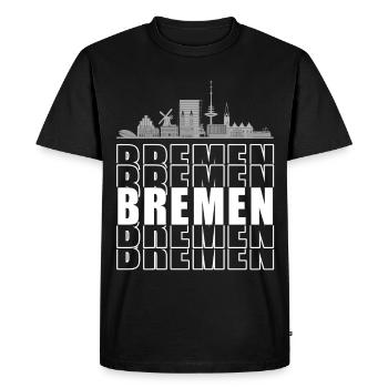 Brême Hanséatique Ville Silhouette Horizon - T-shirt Premium bio Homme - noir - Devant - Nico (187cm)