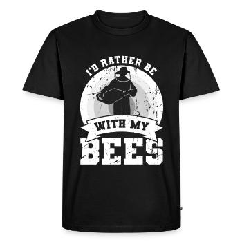 blague drôle d’apiculteur - T-shirt Premium bio Homme - noir - Devant - Nico (187cm)