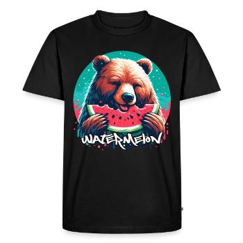 Pastèque ours cadeau délicieux - T-shirt Premium bio Homme - noir - Devant - Nico (187cm)
