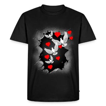 dove of peace peace heart world peace peace - Men's Premium Organic T-Shirt - black - Front - Nico (187cm)