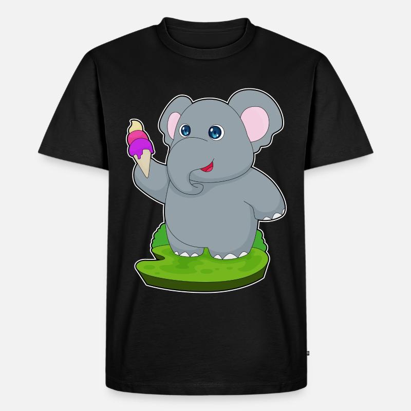 Elefant Waffeleis - Männer Premium Bio T-Shirt - Schwarz