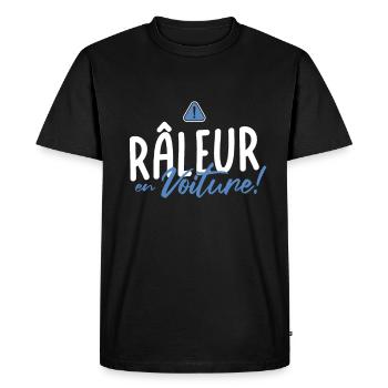 RALEUR en voiture - Pour ceux qui ralent au volant - T-shirt Premium bio Homme - noir - Devant - Nico (187cm)