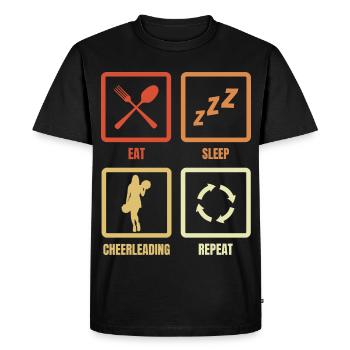 Manger, dormir, faire du cheerleading, répéter - T-shirt Premium bio Homme - noir - Devant - Nico (187cm)