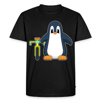 Penguin Bicycle - Men's Premium Organic T-Shirt - black - Front - Nico (187cm)