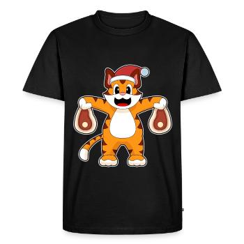 Viande de Noël tigrée - T-shirt Premium bio Homme - noir - Devant - Nico (187cm)