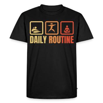 Routine quotidienne de yoga - T-shirt Premium bio Homme - noir - Devant - Nico (187cm)
