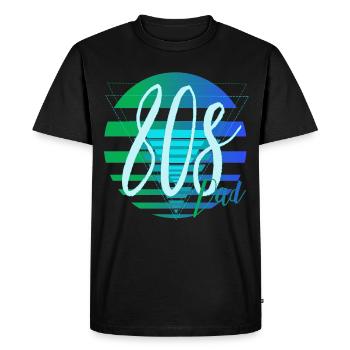 Papa des années 80 – Look néon rétro de papa - T-shirt Premium bio Homme - noir - Devant - Nico (187cm)