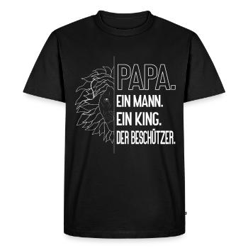 Papa – Le Protecteur | Conception de père fort - T-shirt Premium bio Homme - noir - Devant - Nico (187cm)