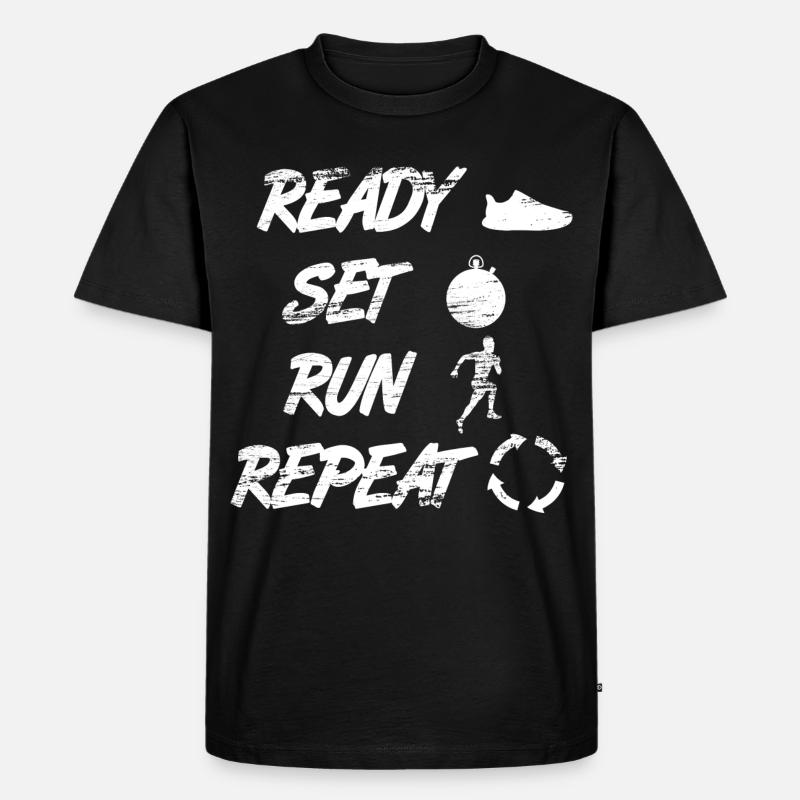 Ready Set Run Repeat - Männer Premium Bio T-Shirt - Schwarz