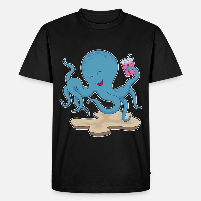Krake Saft - Männer Premium Bio T-Shirt - Schwarz