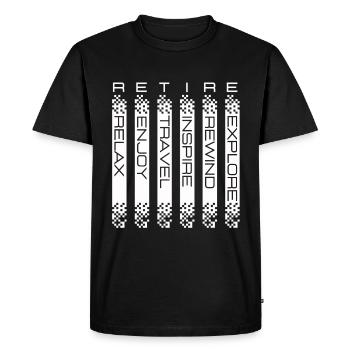 Explication du sens du mot « retraite » - T-shirt Premium bio Homme - noir - Devant - Nico (187cm)