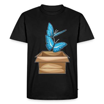Butterfly Cardboard - Men's Premium Organic T-Shirt - black - Front - Nico (187cm)