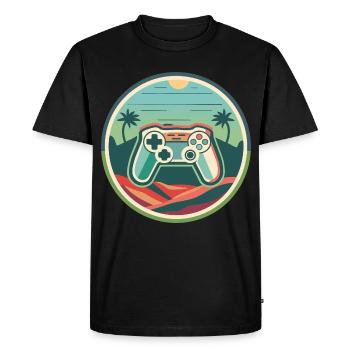 Jeu - T-shirt Premium bio Homme - noir - Devant - Nico (187cm)