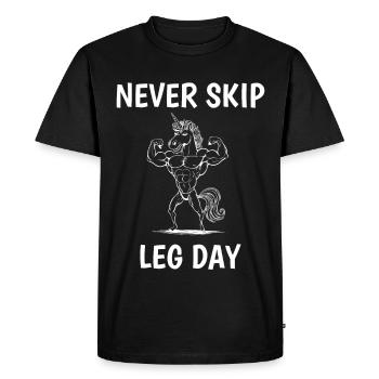 Ne sautez jamais l’entraînement de gymnastique de licorne musculaire de la journée des jambes - T-shirt Premium bio Homme - noir - Devant - Nico (187cm)