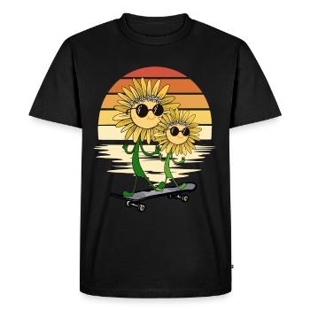 Tournesol d’été Skater Tournesol - T-shirt Premium bio Homme - noir - Devant - Nico (187cm)