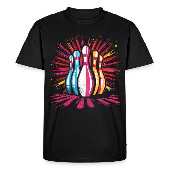 Bowling Cartoon Stil - Männer Premium Bio T-Shirt - Schwarz - Vorne - Nico (187cm)