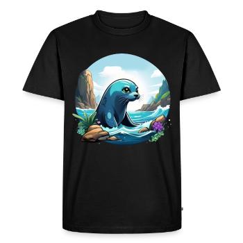 Seal on the coast - Men's Premium Organic T-Shirt - black - Front - Nico (187cm)