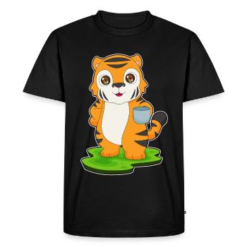 Tiger Mug - Men's Premium Organic T-Shirt - black - Front - Nico (187cm)
