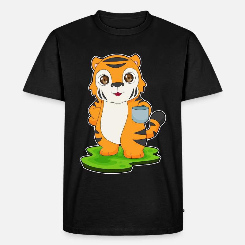 Tiger Kaffee Tasse - Männer Premium Bio T-Shirt - Schwarz