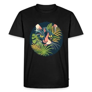 Illustration d’un chat - T-shirt Premium bio Homme - noir - Devant - Nico (187cm)