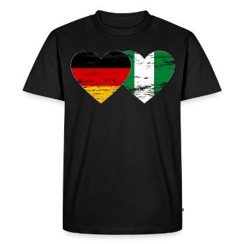 Allemagne Nigeria drapeau coeur utilisé - T-shirt Premium bio Homme - noir - Devant - Nico (187cm)