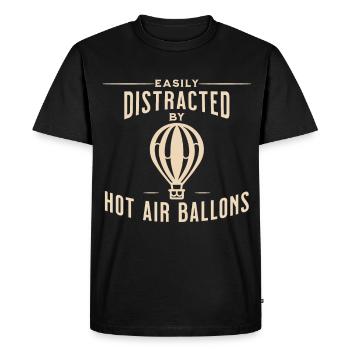 Easily distracted by hot air balloons Funny - Men's Premium Organic T-Shirt - black - Front - Nico (187cm)