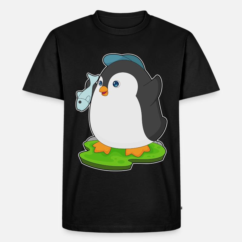 Pinguin Fisch - Männer Premium Bio T-Shirt - Schwarz