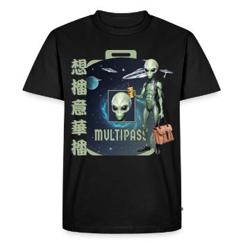 Voyage extraterrestre - T-shirt Premium bio Homme - noir - Devant - Nico (187cm)