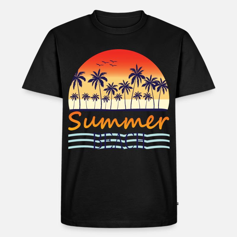 Summer Beach - Männer Premium Bio T-Shirt - Schwarz