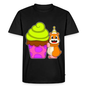 Hamster Birthday Cupcake - Men's Premium Organic T-Shirt - black - Front - Nico (187cm)