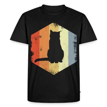 Chat rétro - T-shirt Premium bio Homme - noir - Devant - Nico (187cm)