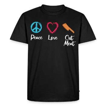 Peace, Love, Cutting Flesh - Men's Premium Organic T-Shirt - black - Front - Nico (187cm)