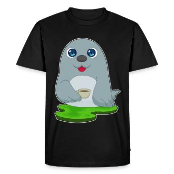 Seal Coffee Mug - Men's Premium Organic T-Shirt - black - Front - Nico (187cm)