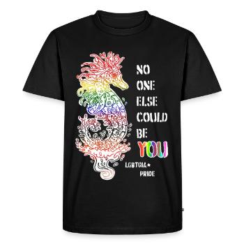 Fier hippocampe LGBTQIA+ - T-shirt Premium bio Homme - noir - Devant - Nico (187cm)