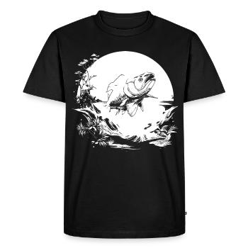 Dessin du pêcheur - T-shirt Premium bio Homme - noir - Devant - Nico (187cm)