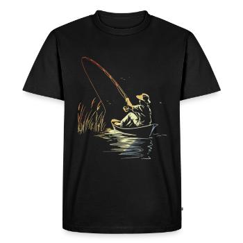 Croquis de pêche rétro - T-shirt Premium bio Homme - noir - Devant - Nico (187cm)