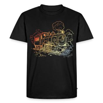 90s Locomotive Sketch - Men's Premium Organic T-Shirt - black - Front - Nico (187cm)