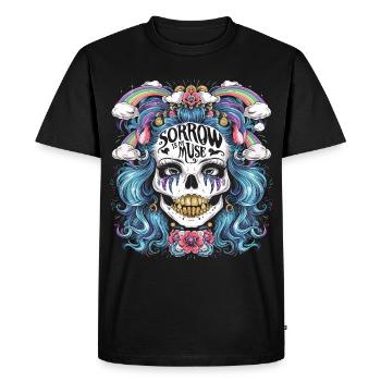 Squelette coloré avec un dicton sarcastique - T-shirt Premium bio Homme - noir - Devant - Nico (187cm)
