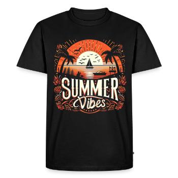 Tropical Summer Vibes: Sunset Adventure Awaits - Men's Premium Organic T-Shirt - black - Front - Nico (187cm)