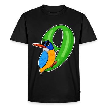 9ème anniversaire motif oiseau - 9 ans - T-shirt Premium bio Homme - noir - Devant - Nico (187cm)