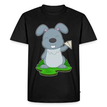 Rabbit Paper Airplane - Men's Premium Organic T-Shirt - black - Front - Nico (187cm)