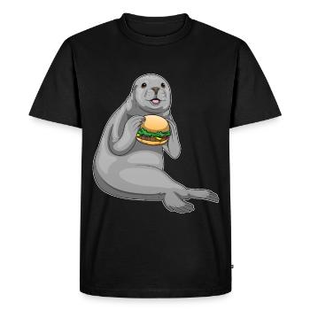 Cheeseburger du phoque - T-shirt Premium bio Homme - noir - Devant - Nico (187cm)